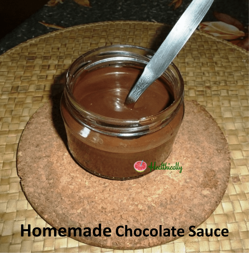 Homemade chocolate sauce made with cocoa powder