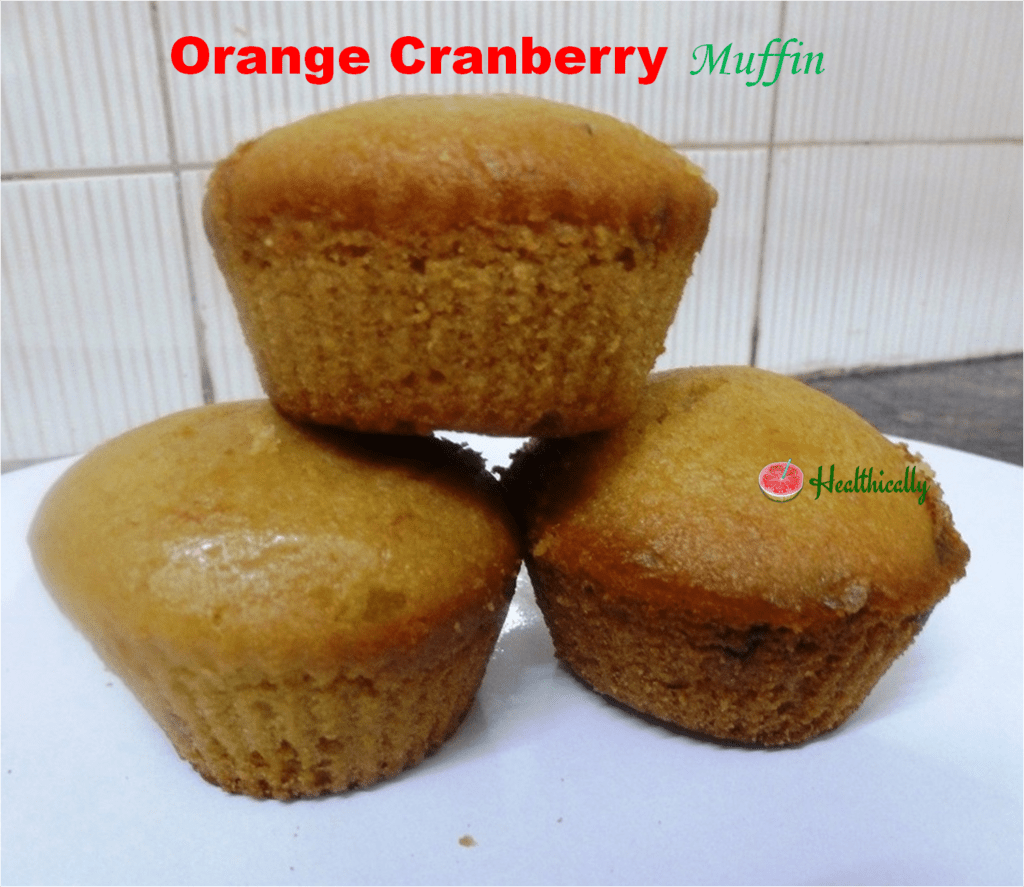 Whole wheat orange and cranberry muffins