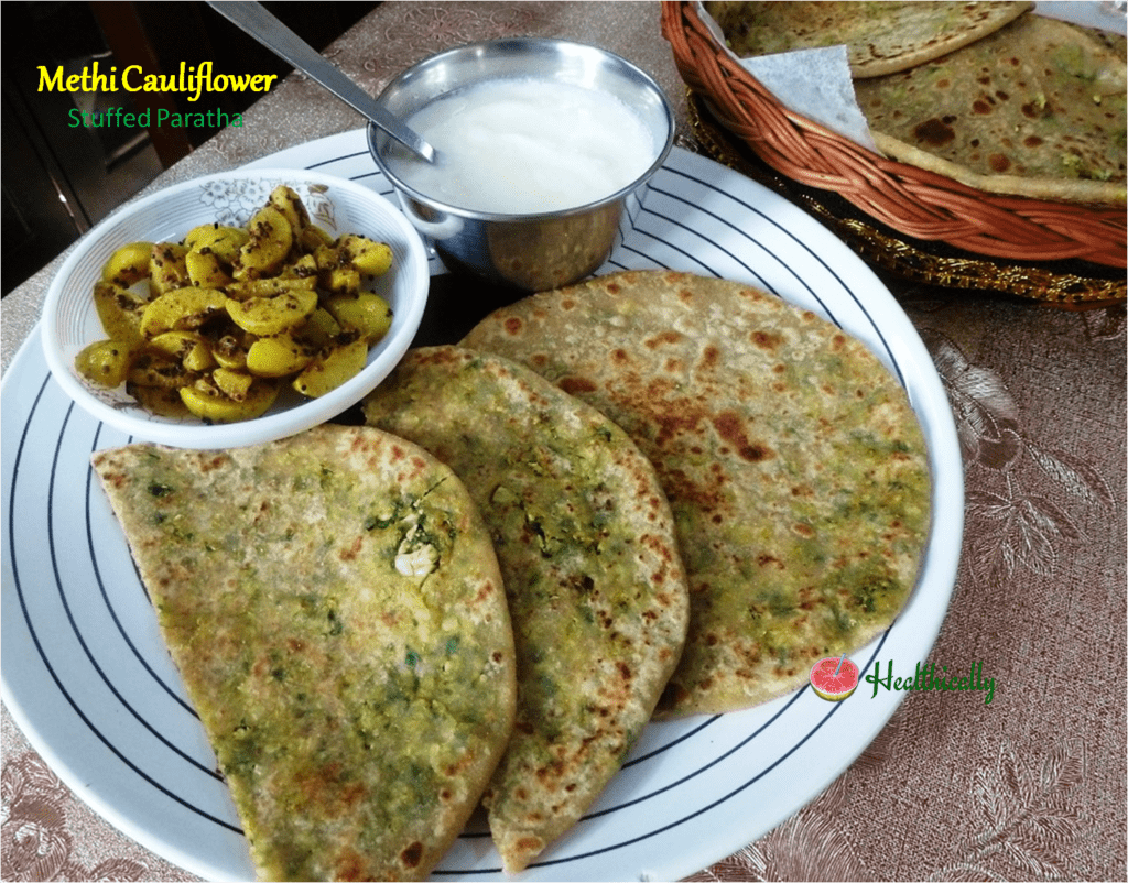 Methi cauliflower stuffed paratha |healthy paratha recipe