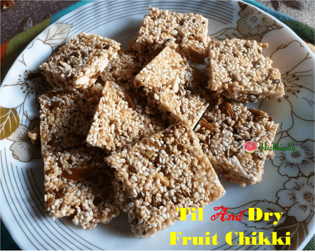 Til and dry fruits chikki with jaggery