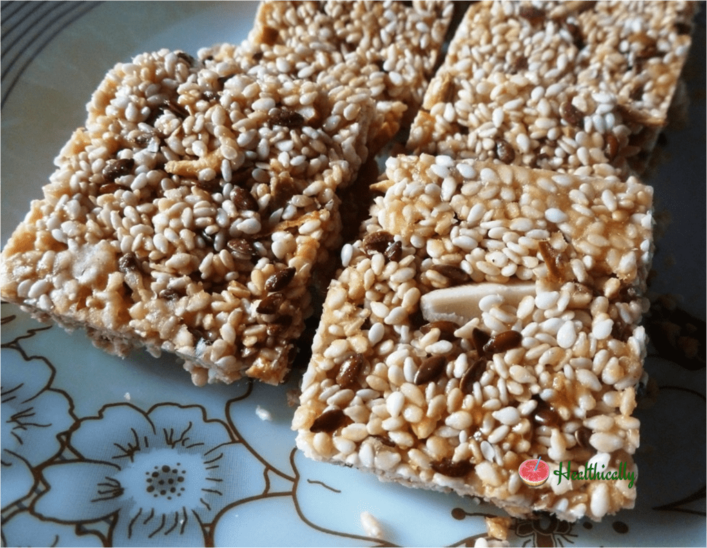 Til and dry fruits chikki with jaggery