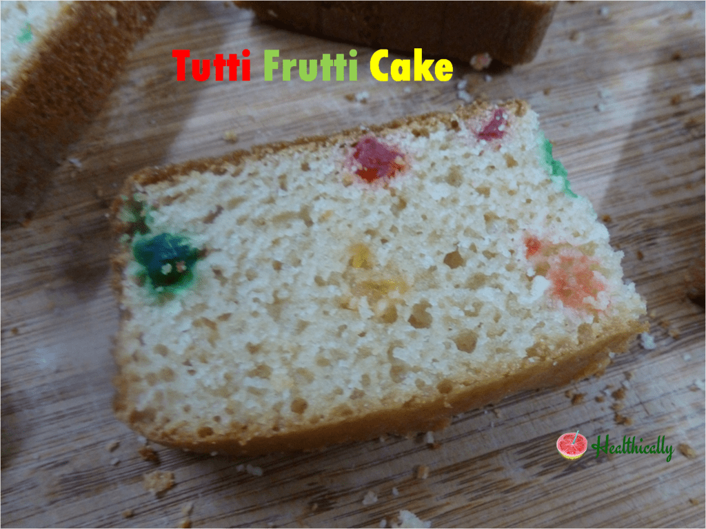 Britania style tutti-frutti cake with wheat flour (No oven)