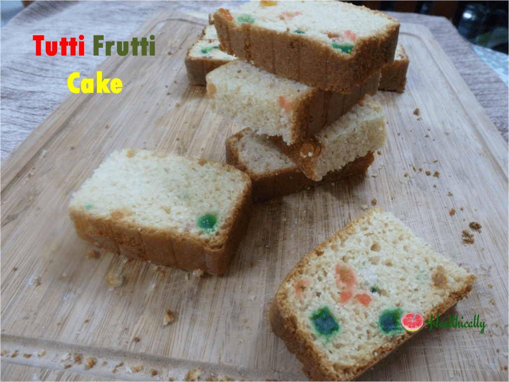 Britania style tutti-frutti cake with wheat flour (No oven)