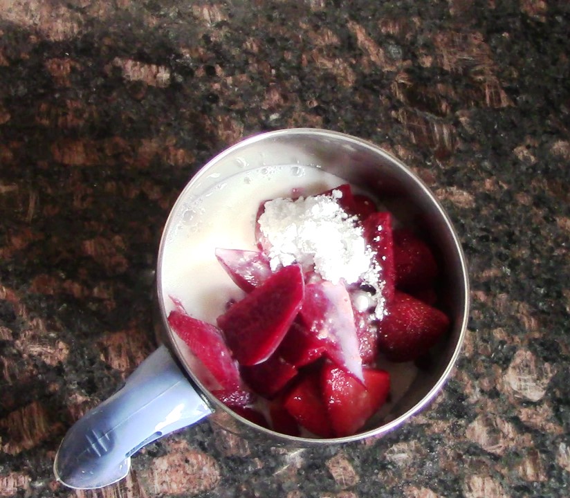 Strawberry and beetroot ice cream