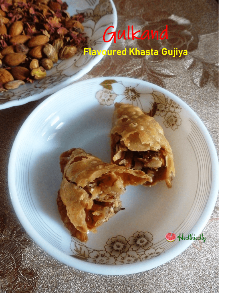 Holi special gulkand flavoured khasta mawa gujiya recipe