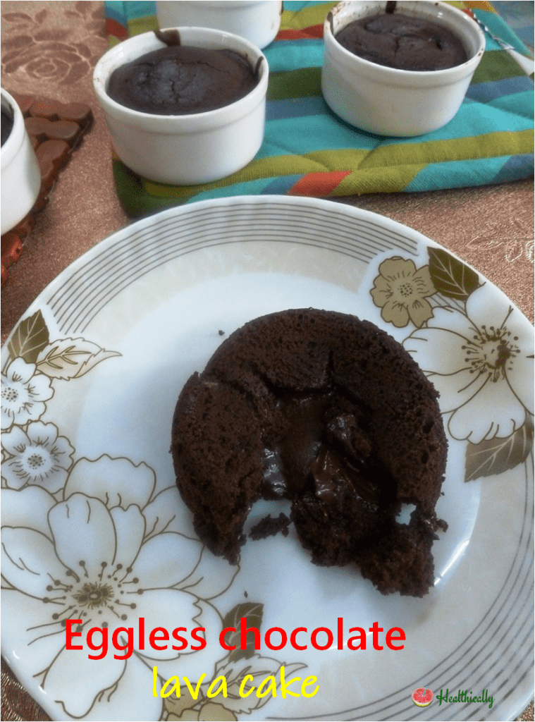 Eggless Chocolate Lava Cake / Easy Molten Chocolate Cake