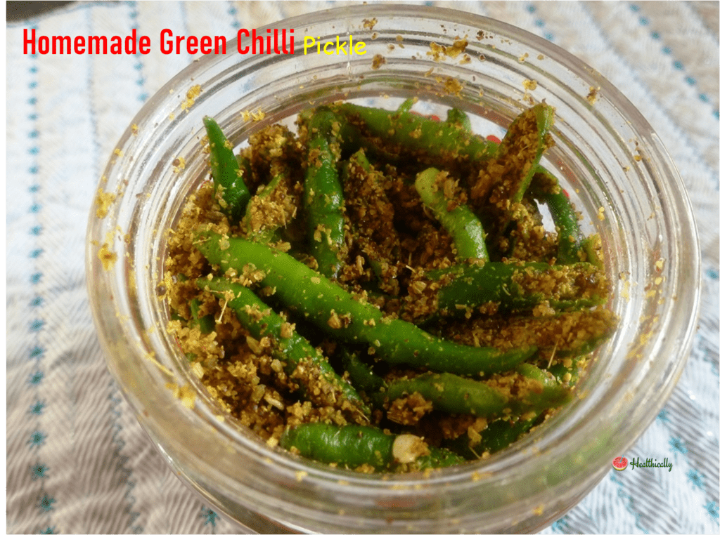 Homemade Green Chilli Pickle / Quick And Healthy Pickle Recipe