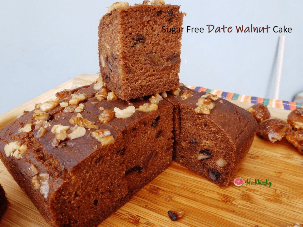 Sugar Free Date Walnut Cake / (no butter, no curd, no condensed milk)