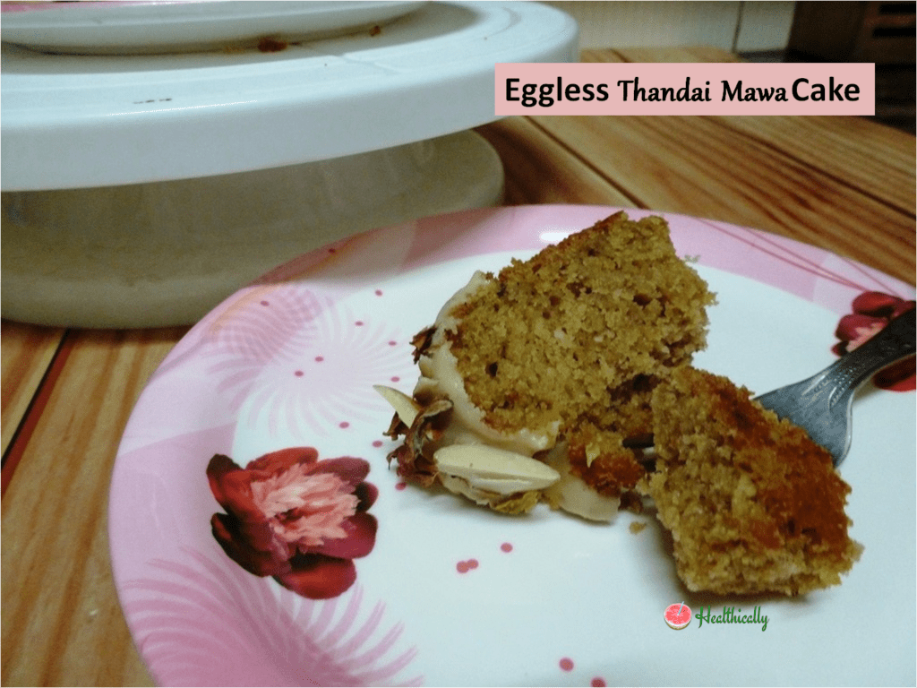 Easy eggless thandai mawa cake - Holi special