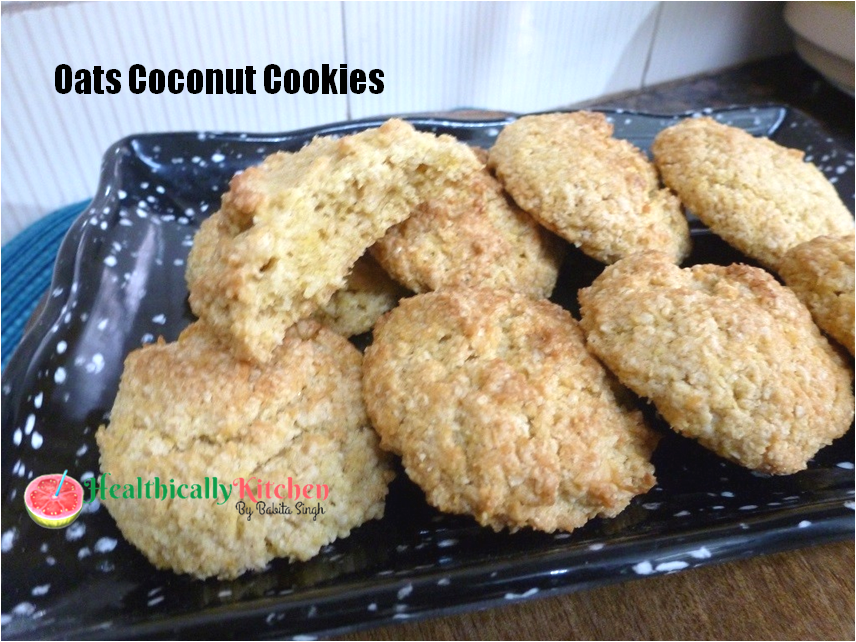 Eggless Oats Coconut Cookies (Refined Sugar Free)