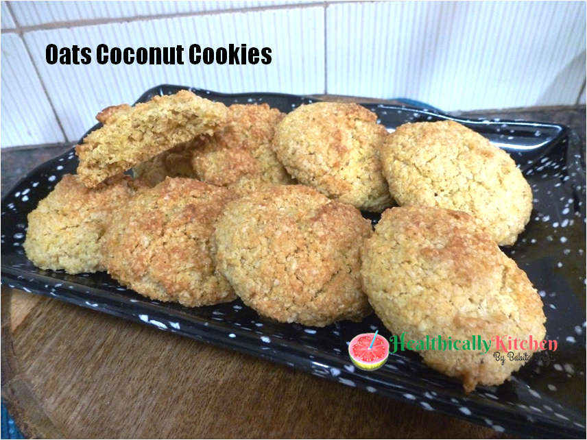 Eggless Oats Coconut Cookies (Refined Sugar Free)