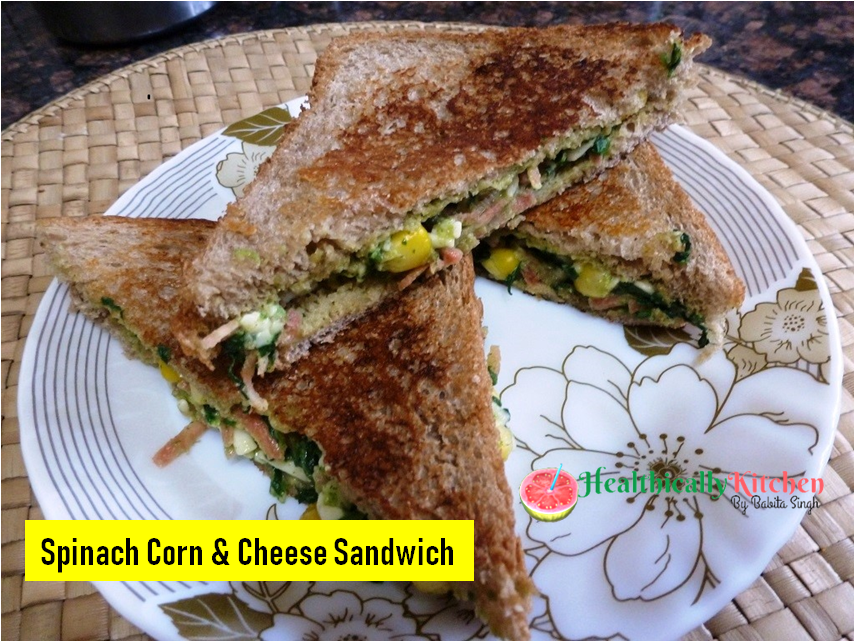 Spinach Corn Cheese Sandwich | Healthy Protein Rich Breakfast