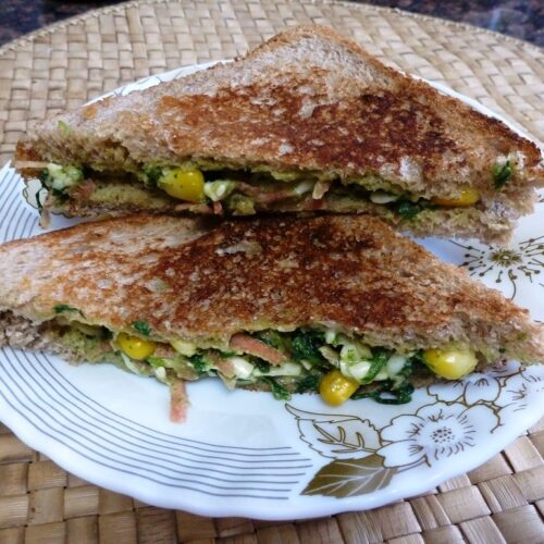 spinach corn cheese sandwich