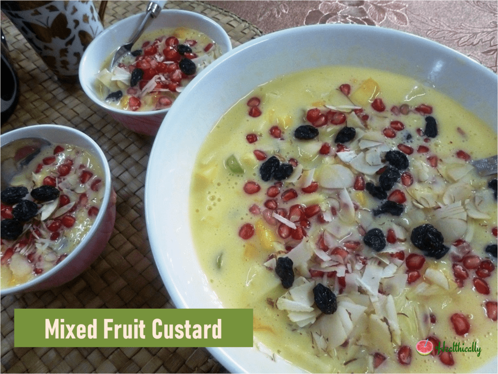 Mixed Fruit Custard | Eggless Fruit Custard Recipe