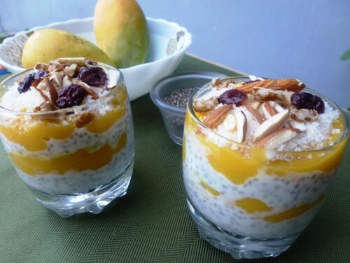 No Cook Chia Mango Pudding(Low Fat Dessert Recipe)