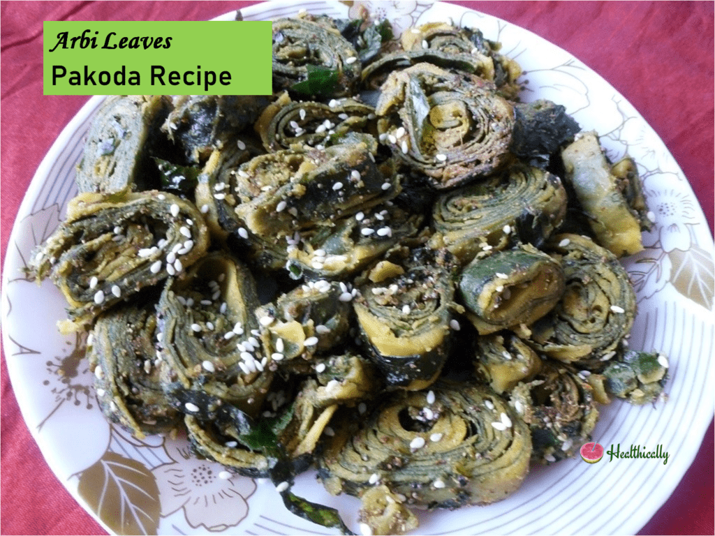 Arbi leaves pakoda recipe/ Arbi Patra / Colocasia leaves fritters 