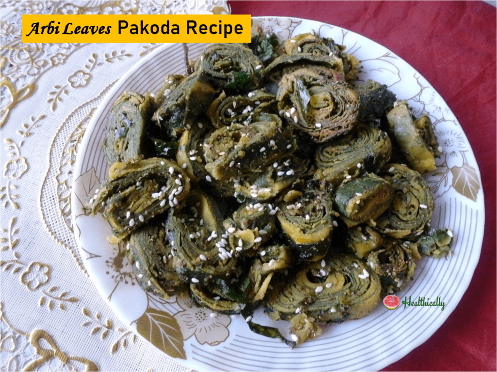 Arbi leaves pakoda recipe/ Arbi Patra / Colocasia leaves fritters 