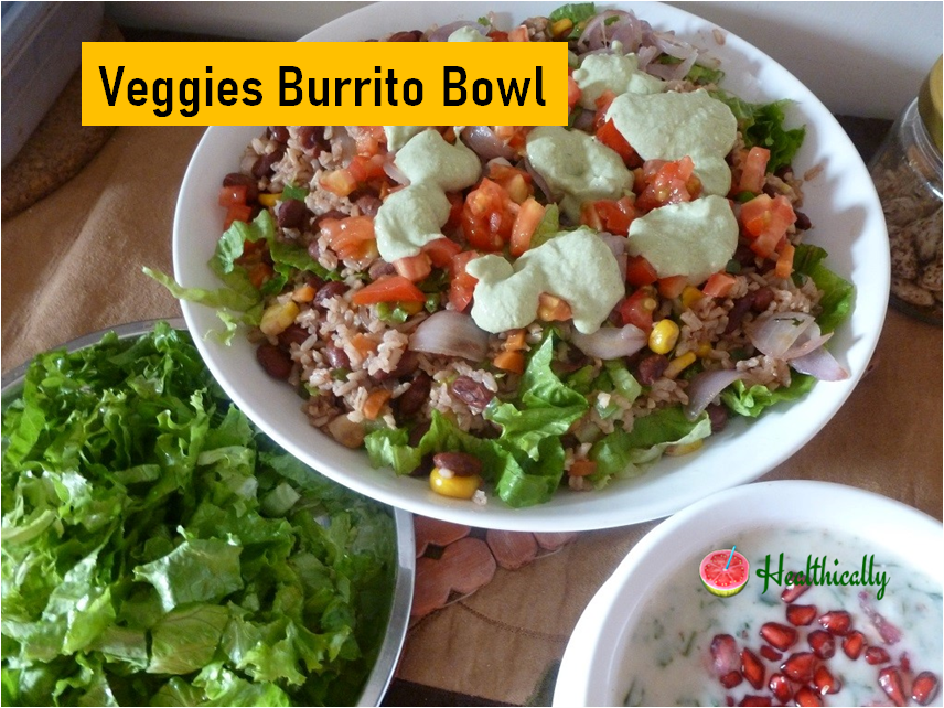 Easy Indian Style Mexican Burrito Bowl |Veggies Burrito Bowl