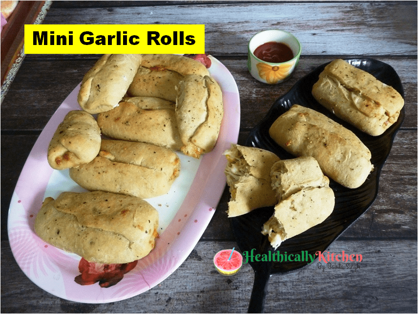 Healthy Mini Garlic Bread Rolls From Scratch(With Wheat Flour)