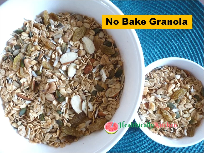 No Bake Granola Recipe | Healthy Sugar Free Rolled Oats Breakfast 2 Rolled Oats Granola Recipe for Breakfast