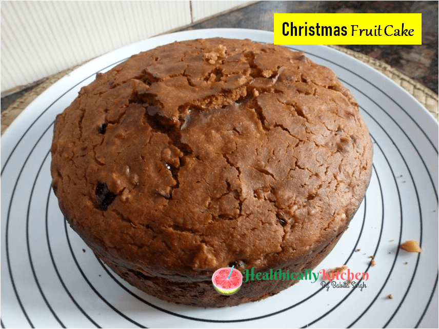 Eggless Christmas Fruit Cake (No Milk, No Curd) | Rich Plum Cake