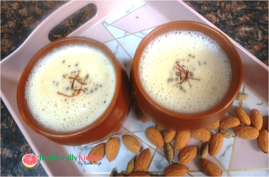 Saffron Almond Milk Recipe | Indian Kesar Badam Doodh | Basant Panchmi Special