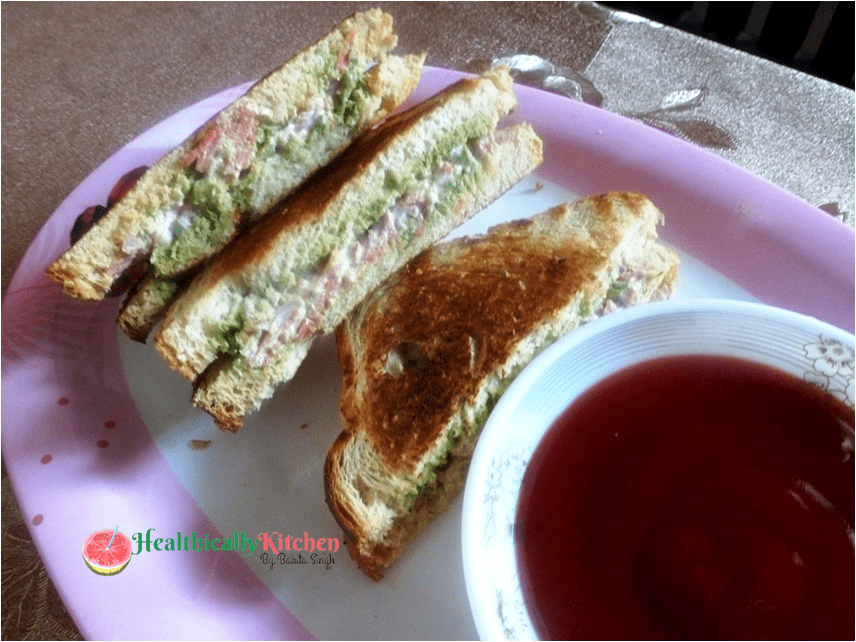 Hung Curd Vegetable Sandwich For Breakfast | Healthy Veg Sandwich Indian Style