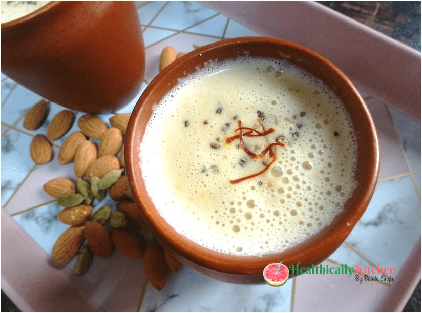 Saffron Almond Milk Recipe | Indian Kesar Badam Doodh | Basant Panchmi Special