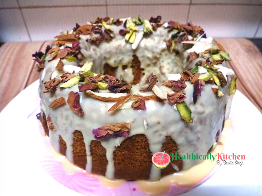Eggless Thandai Mawa Cake | Healthy Holi Special Indian Fusion Dessert 3 Thandai Mawa Cake