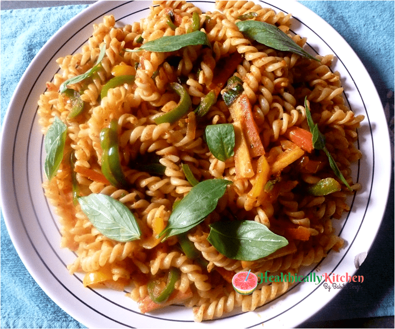 Vegan Vegetable Pasta Recipe | Easy Fusilli Pasta Recipe Indian Style