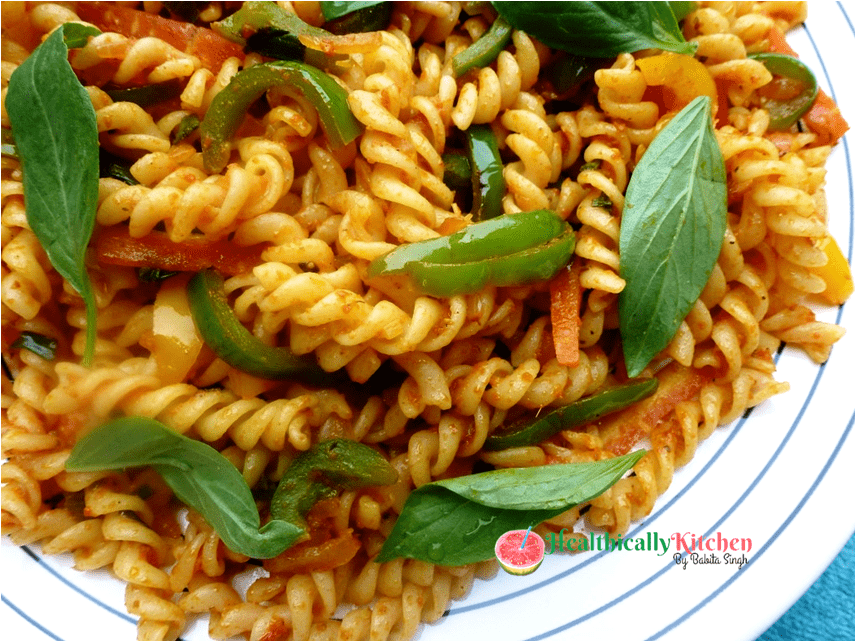 Vegan Vegetable Pasta Recipe | Easy Fusilli Pasta Recipe Indian Style