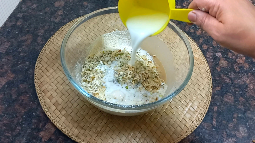 Eggless Nuts and Seeds Cake Without Maida | Atta Cake 10 add milk Healthically Kitchen