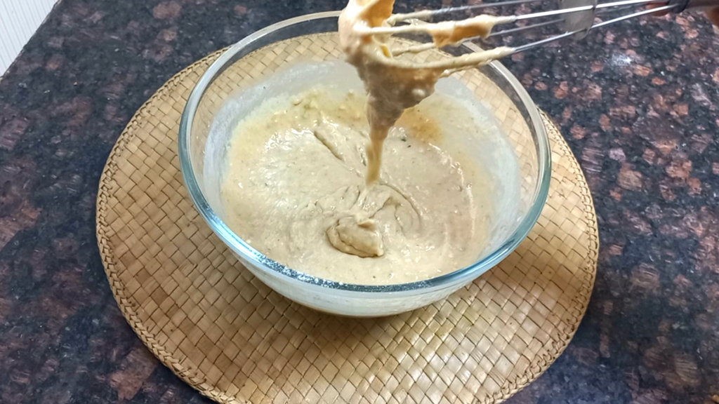 Eggless Nuts and Seeds Cake Without Maida | Atta Cake 11 medium thick consistency mixture Healthically Kitchen