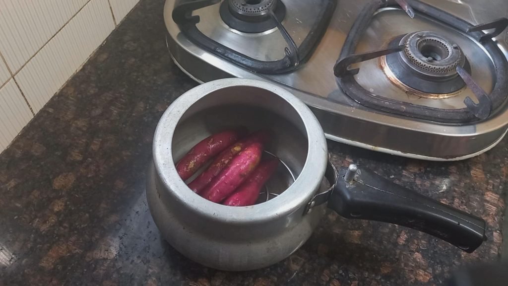 Quick Sweet Potato Halwa with Jaggery (No Refined Sugar) 3 sweet potato in cooker Healthically Kitchen