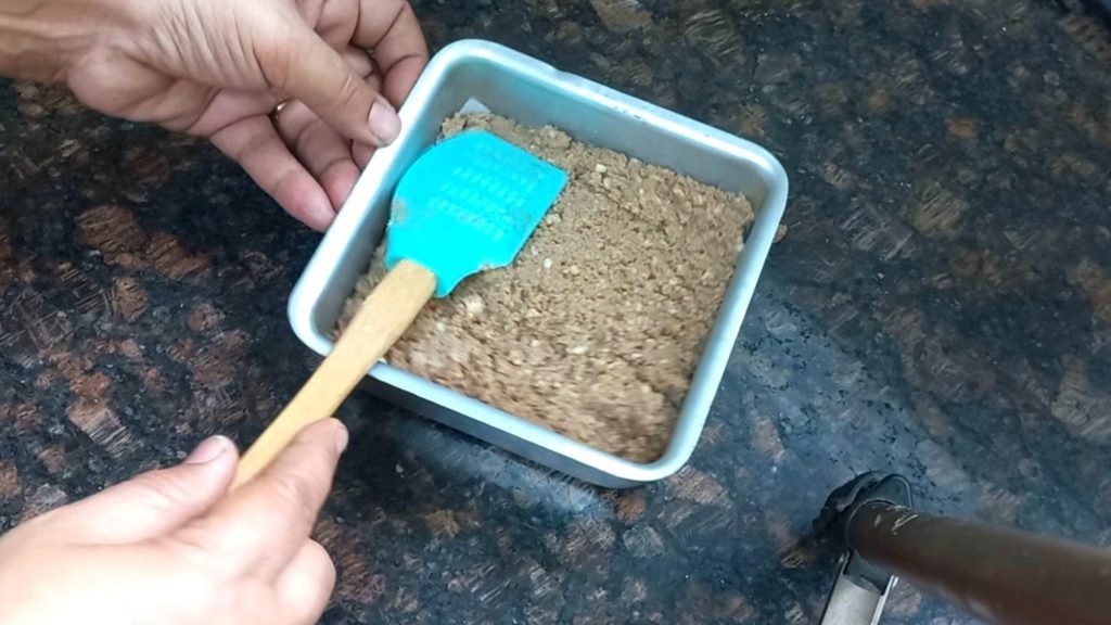 Chocolate Kalakand Recipe | Easy Chocolate Barfi 12 tranfer to a tin Healthically Kitchen